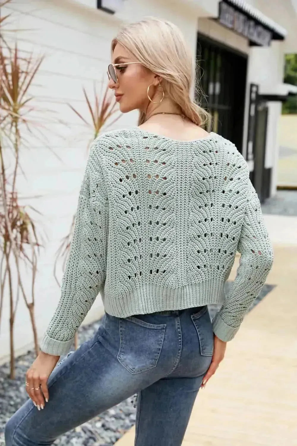 Open Front Cuffed Cropped Cardigan - Bad Moms Club