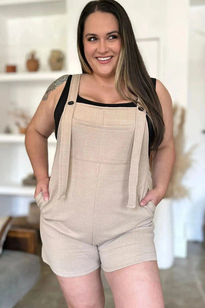 Double Take Full Size Texture Sleeveless Romper - Bad Moms Club