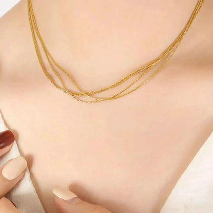 18K Gold-Plated Multi-Layer Clavicle Chain Necklace - Bad Moms Club