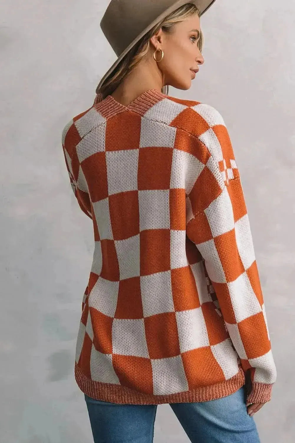 Plaid Open Front Dropped Shoulder Cardigan - Bad Moms Club