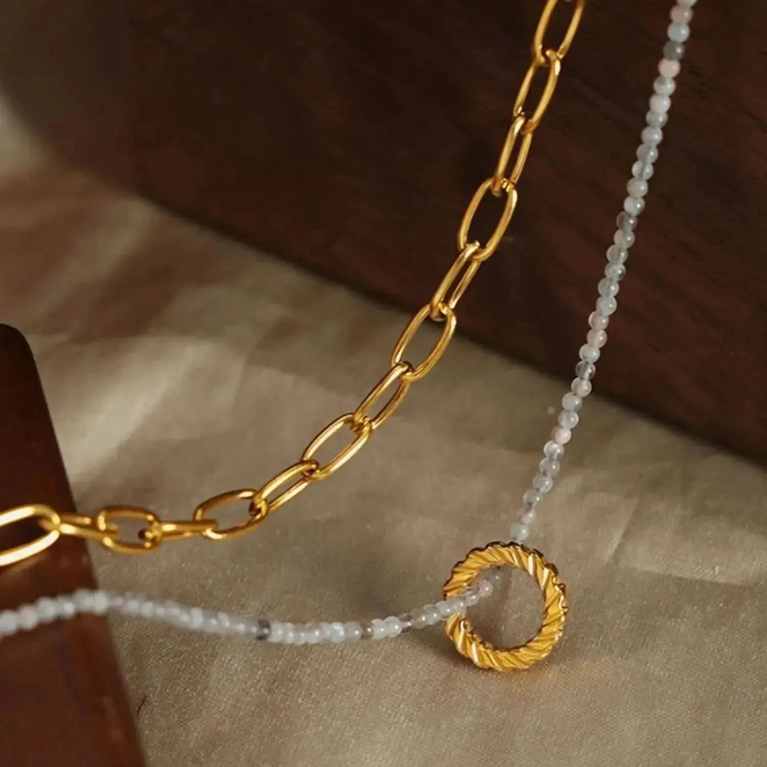 Beaded Double-Layered Titanium Steel Necklace - Bad Moms Club