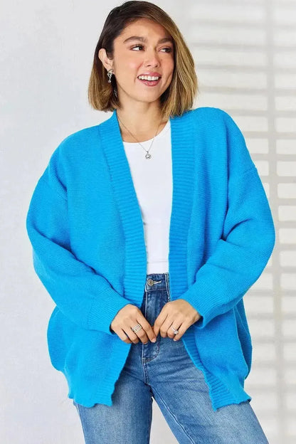Open Front Dropped Shoulder Cardigan - Bad Moms Club