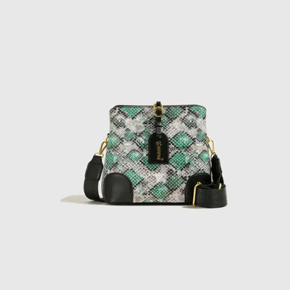 PU Leather Snakeskin Print Crossbody Bag - Bad Moms Club