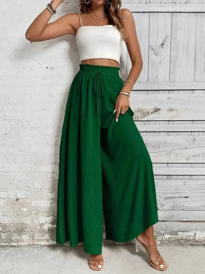 Honey Tied High Waist Wide Leg Pants - Bad Moms Club