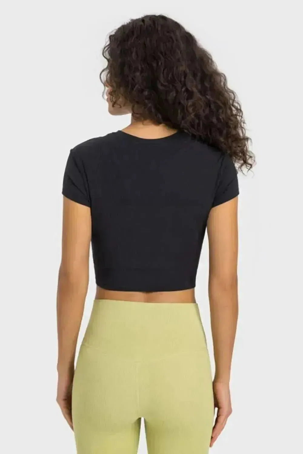 Round Neck Short Sleeve Cropped Sports T-Shirt - Bad Moms Club