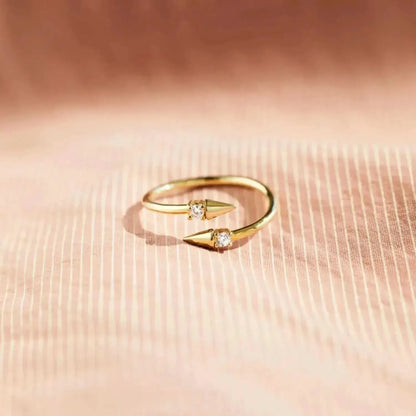 925 Sterling Silver Inlaid Zircon Bypass Ring - Bad Moms Club