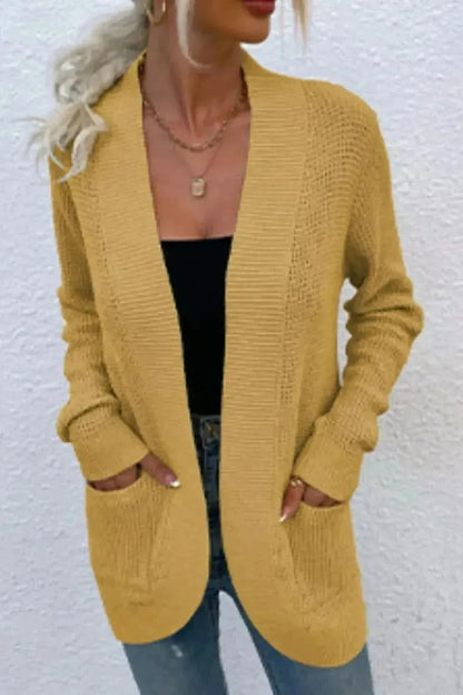 Open Front Rib-Knit Cardigan with Pockets - Bad Moms Club