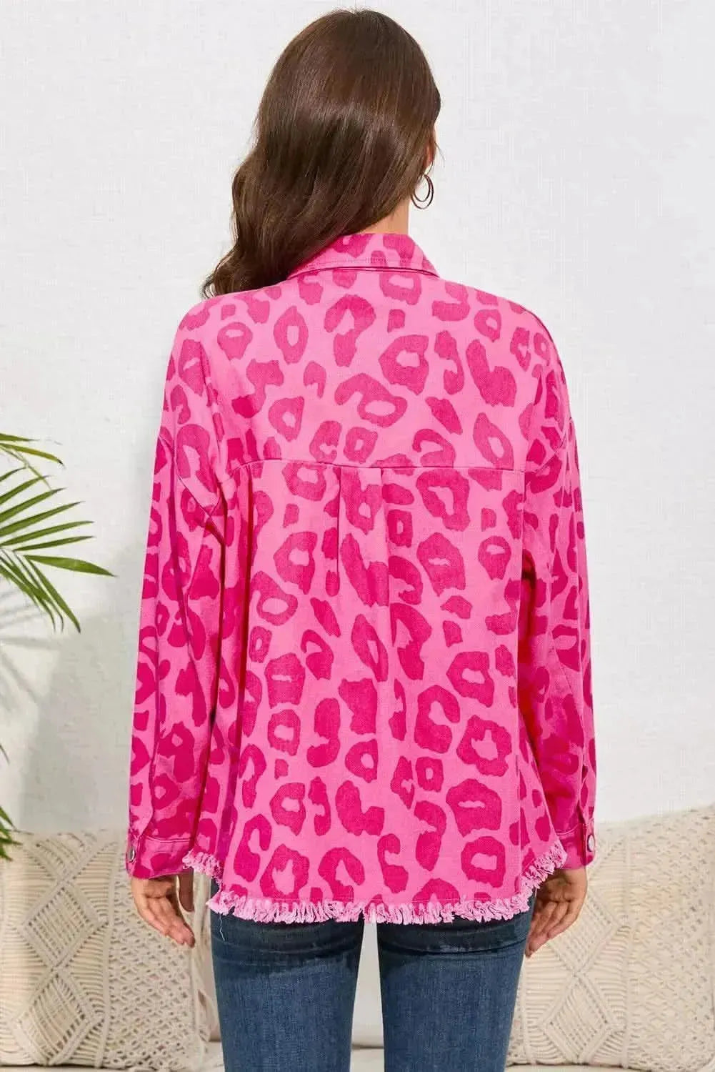 Leopard Raw Hem Jacket - Bad Moms Club