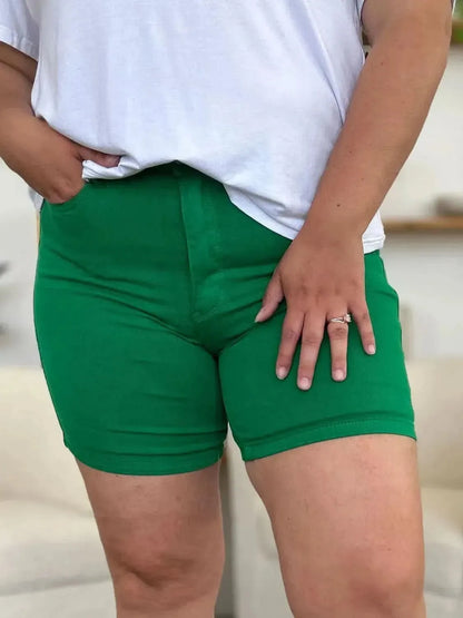 Judy Blue Full Size Tummy Control Garment Dyed Denim Shorts - Bad Moms Club