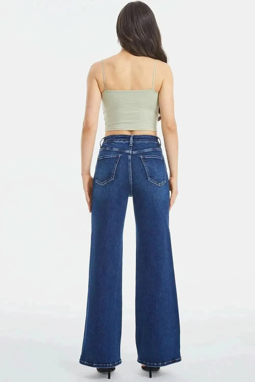 BAYEAS Full Size High Waist Cat's Whisker Wide Leg Jeans - Bad Moms Club