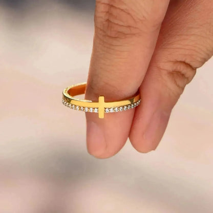 Zircon 925 Sterling Silver Cross Ring - Bad Moms Club