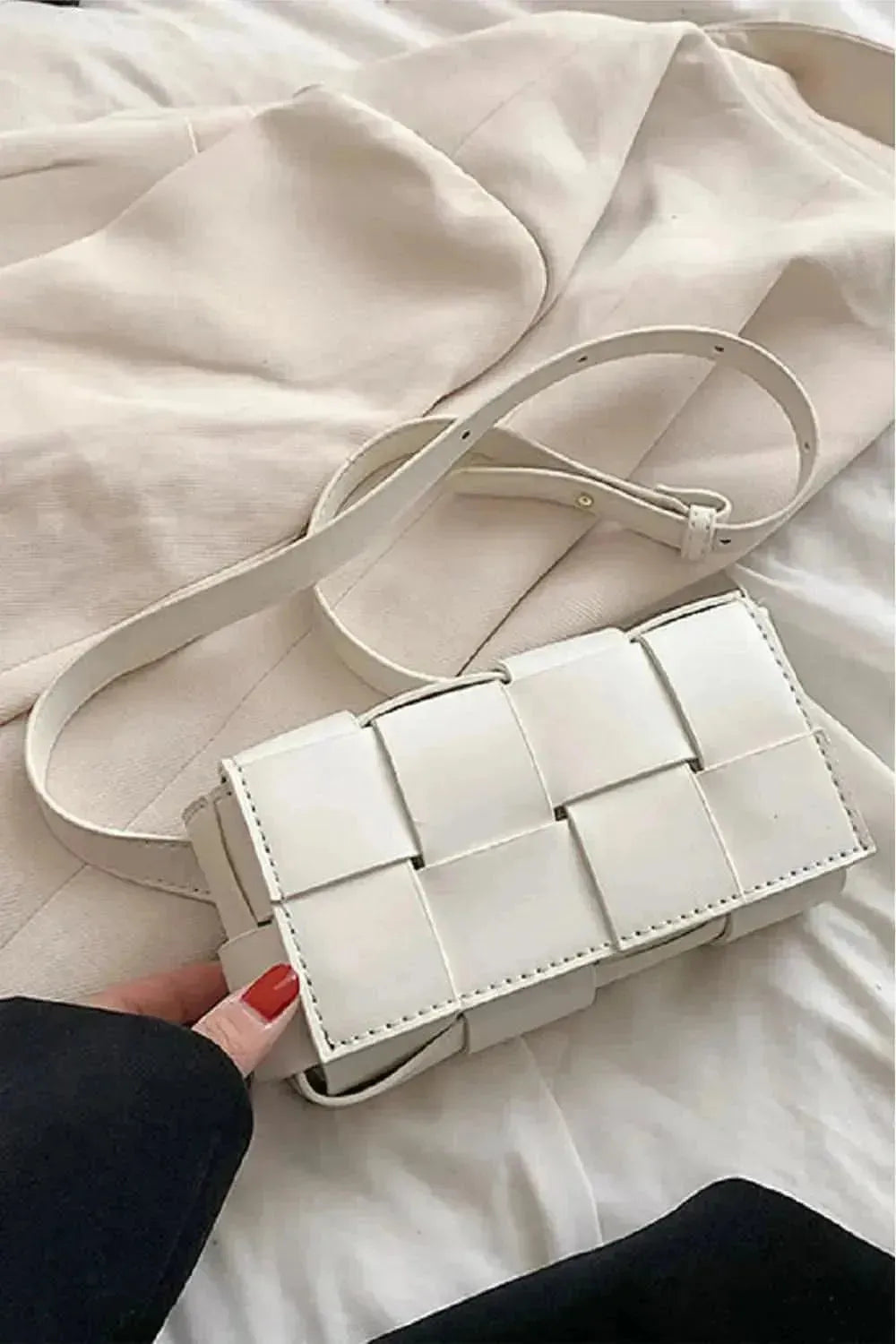 Zenana Vegan Leather Woven Crossbody Bag - Bad Moms Club