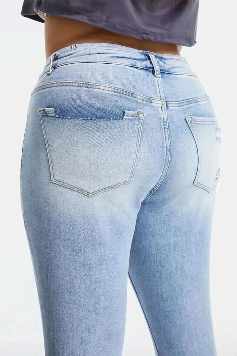 BAYEAS Full Size Distressed Raw Hem High Waist Flare Jeans - Bad Moms Club