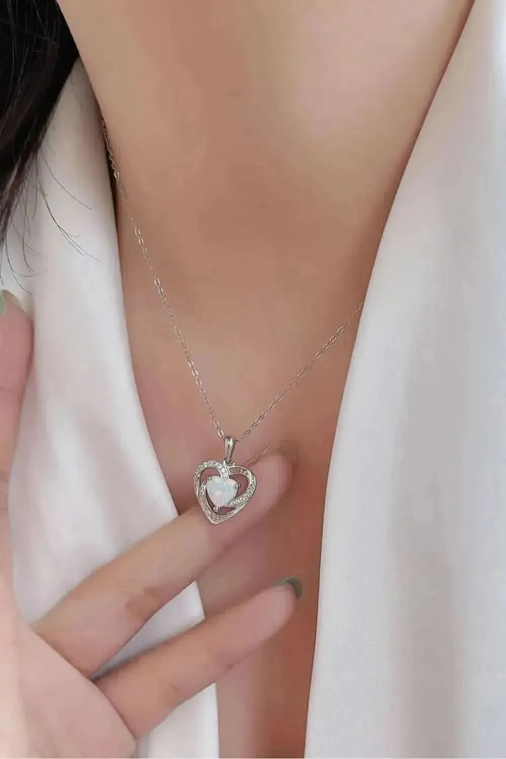 Opal Heart Pendant Necklace - Bad Moms Club