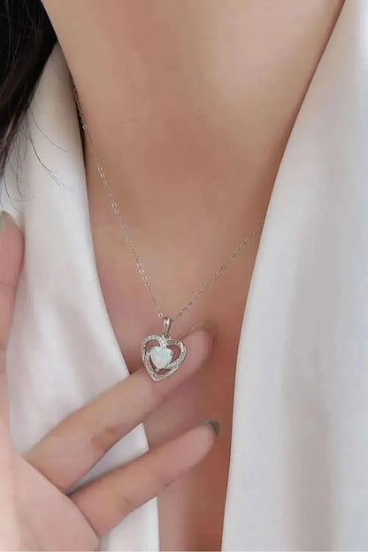 Opal Heart Pendant Necklace - Bad Moms Club