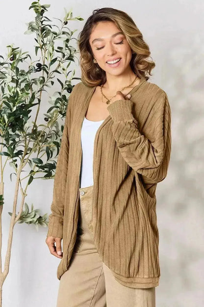 Basic Bae Full Size Ribbed Cocoon Cardigan - Bad Moms Club