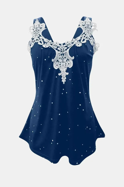 Lace Detail V-Neck Wide Strap Cami - Bad Moms Club