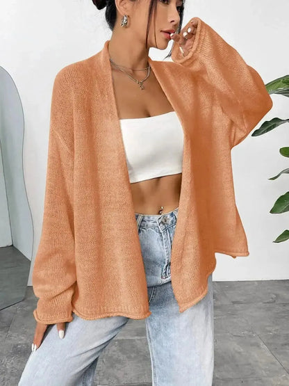 Open Front Dropped Shoulder Cardigan - Bad Moms Club