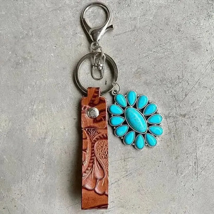 Turquoise Genuine Leather Key Chain - Bad Moms Club