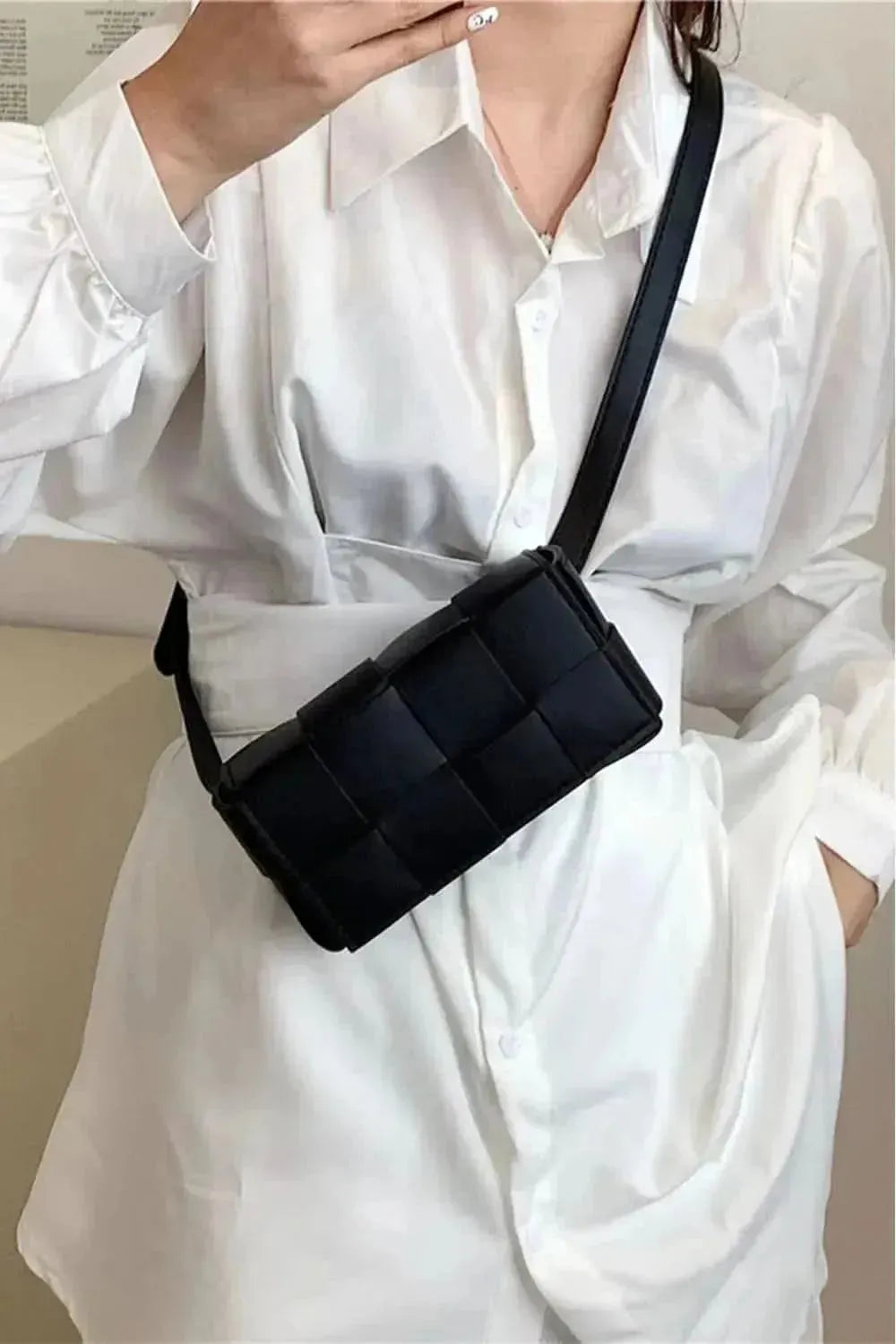 Zenana Vegan Leather Woven Crossbody Bag - Bad Moms Club