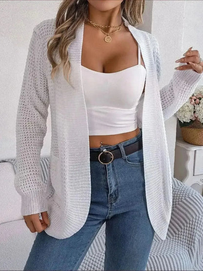 Open Front Long Sleeve Cardigan with Pockets - Bad Moms Club