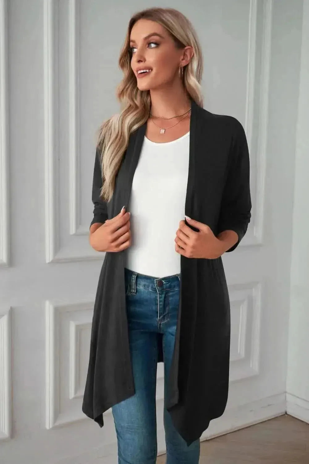 Open Front Long Sleeve Cardigan - Bad Moms Club