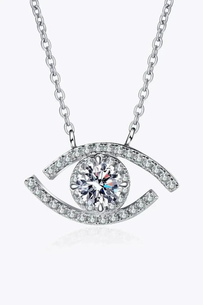 Moissanite Evil Eye Pendant 925 Sterling Silver Necklace - Bad Moms Club