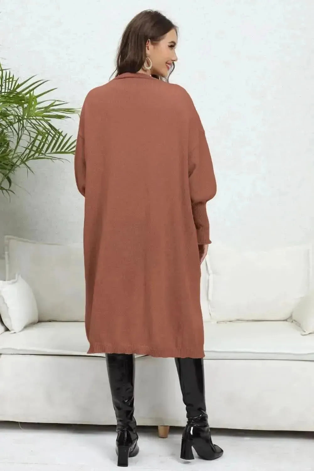 Open Front Dropped Shoulder Cardigan - Bad Moms Club