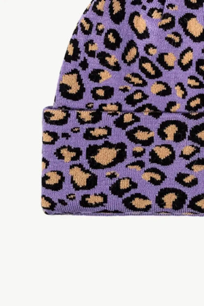 Leopard Pattern Cuffed Beanie - Bad Moms Club