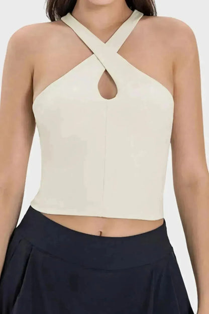 Crisscross Grecian Neck Active Cami - Bad Moms Club