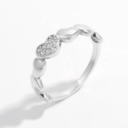 925 Sterling Silver Inlaid Zircon Heart Ring - Bad Moms Club
