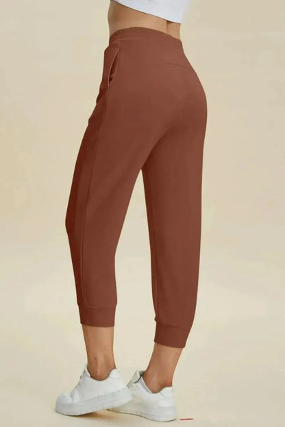 Basic Bae Full Size Air Scuba Drawstring High Waist Cropped Pants - Bad Moms Club