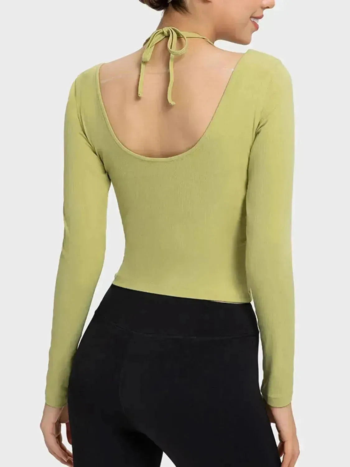 Halter Neck Long Sleeve Sporty Top - Bad Moms Club
