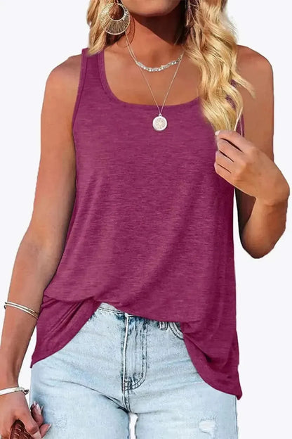 Curved Hem Square Neck Tank - Bad Moms Club