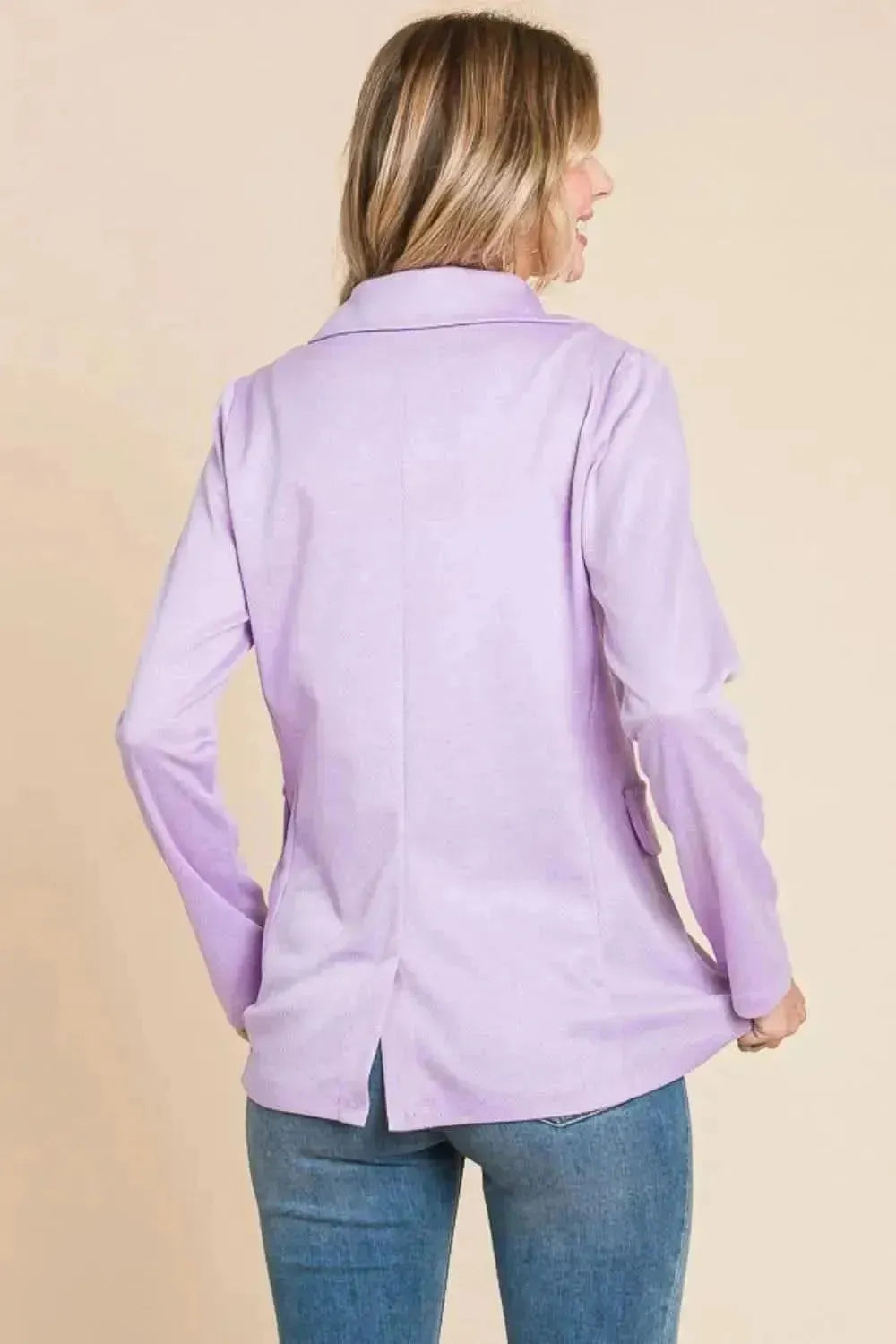 Culture Code Button Up Long Sleeve Slit Blazer - Bad Moms Club