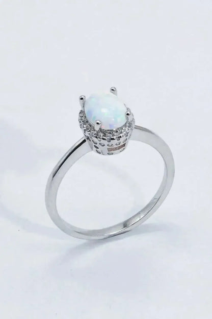 925 Sterling Silver 4-Prong Opal Ring - Bad Moms Club