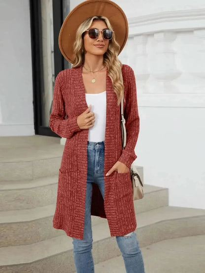 Open Front Long Sleeve Cardigan - Bad Moms Club