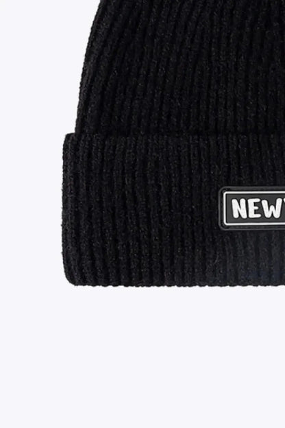 NEWYORK Patch Rib-Knit Cuffed Beanie - Bad Moms Club