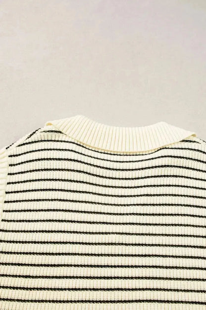 Striped Collared Neck Tank - Bad Moms Club