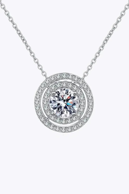 Moissanite Round Pendant Rhodium-Plated Necklace - Bad Moms Club