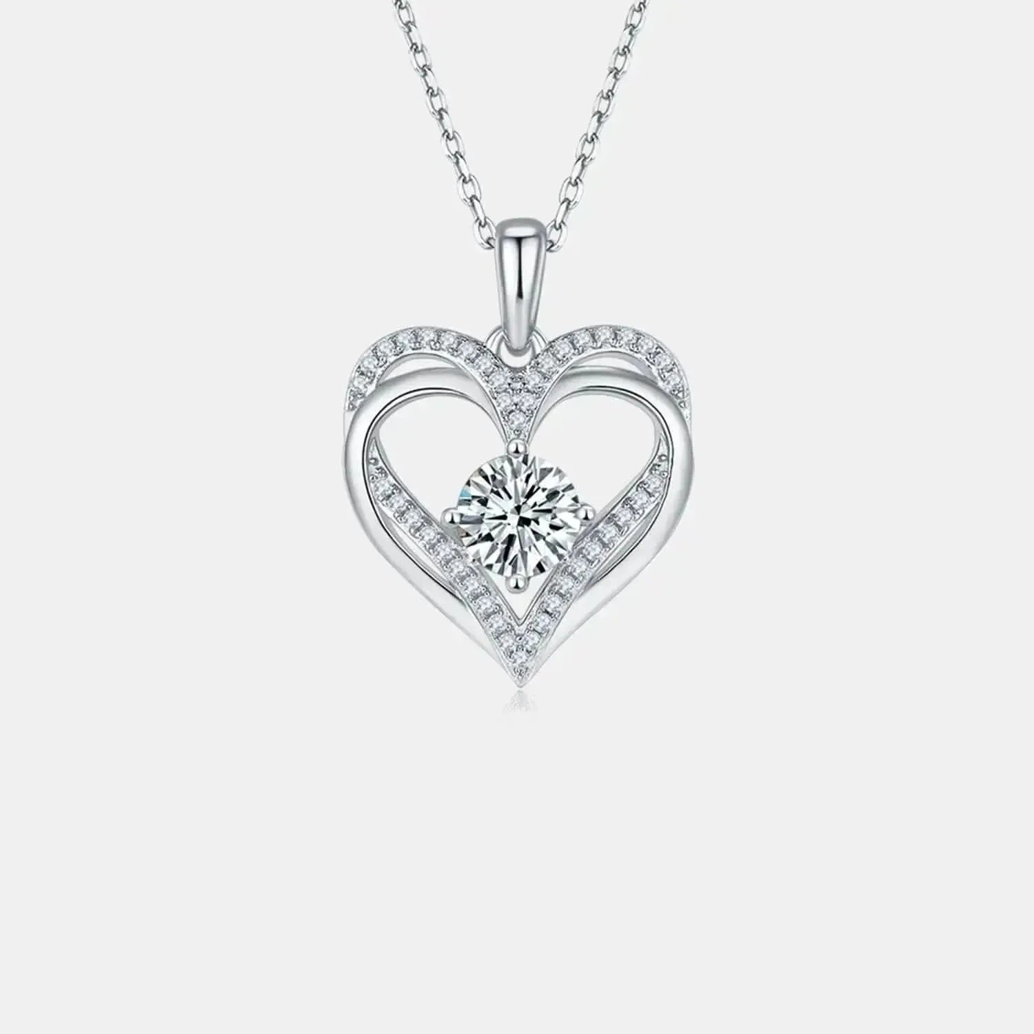 1.2 Carat Moissanite 925 Sterling Silver Heart Necklace - Bad Moms Club
