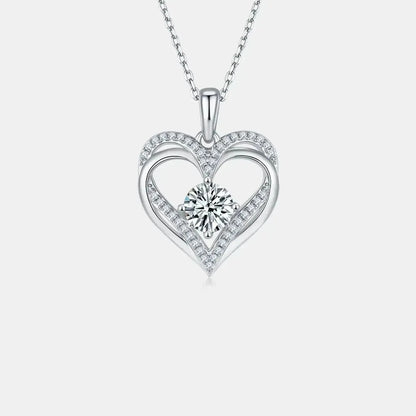 1.2 Carat Moissanite 925 Sterling Silver Heart Necklace - Bad Moms Club