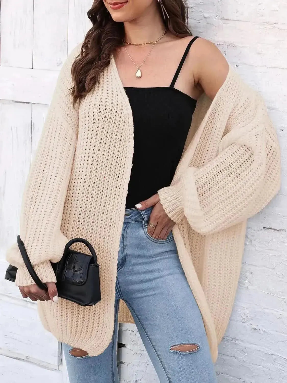 Open Front Dropped Shoulder Longline Cardigan - Bad Moms Club
