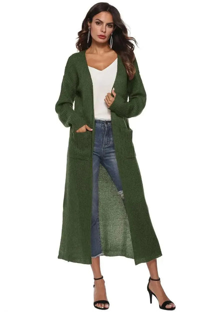 Long Sleeve Open Front Buttoned Cardigan - Bad Moms Club