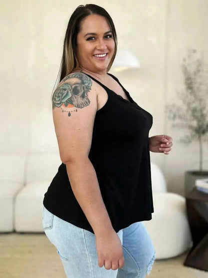 Basic Bae Full Size Lace Detail V-Neck Cutout Cami - Bad Moms Club