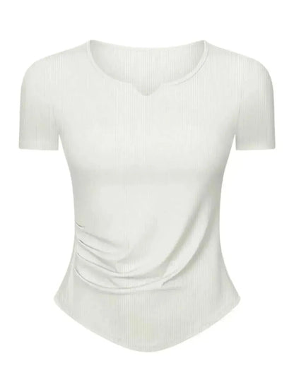 Notched Short Sleeve Active T-Shirt - Bad Moms Club