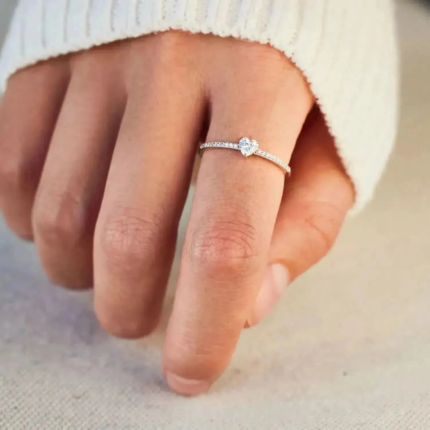925 Sterling Silver Inlaid Zircon Heart Ring - Bad Moms Club