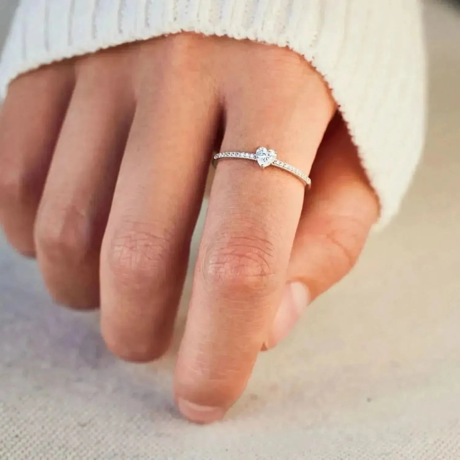 925 Sterling Silver Inlaid Zircon Heart Ring - Bad Moms Club