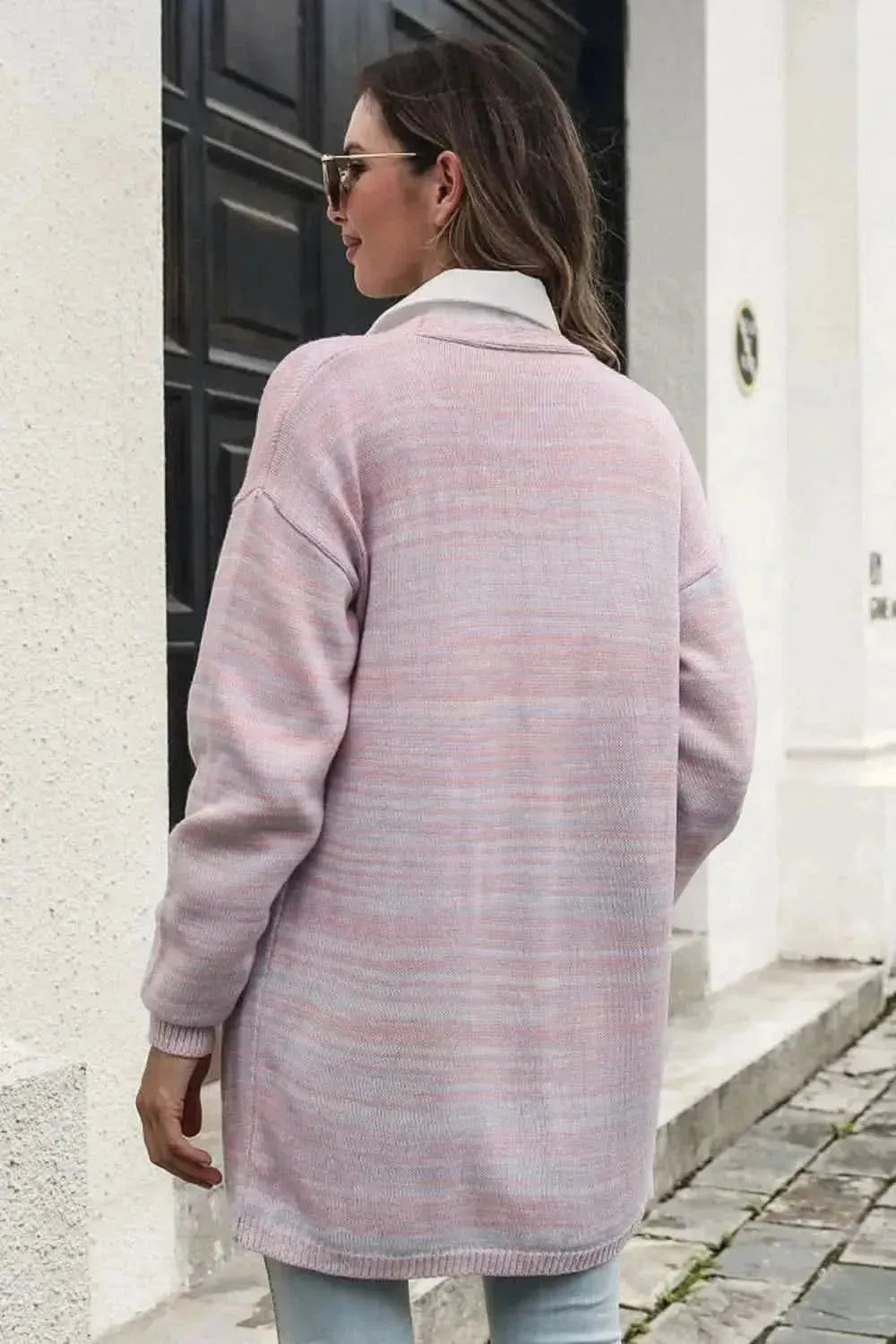 Striped Open Front Longline Cardigan - Bad Moms Club