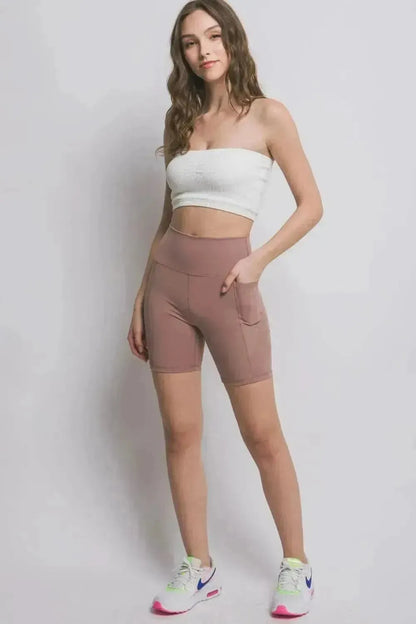 Love Tree High Waist Seam Detail Active Shorts - Bad Moms Club